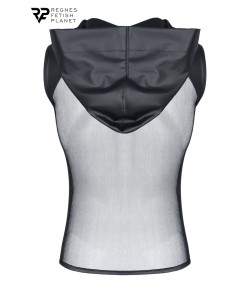 T-shirt à capuche wetlook et mesh - Regnes