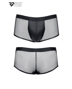 Boxer noir wetlook et mesh - Regnes