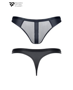 String noir wetlook et mesh - Regnes
