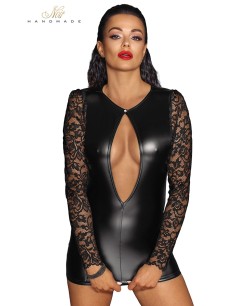 Mini robe wetlook et dentelle F253