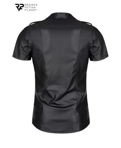 Chemise manches courtes wetlook noire Luca - Regnes