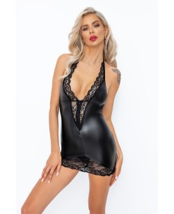 Mini robe dos nu wetlook et dentelle F283
