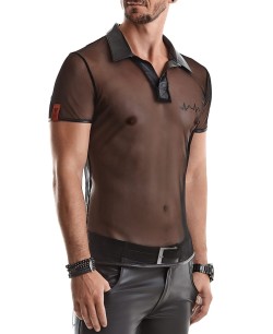 Polo en maille noire transparente - Regnes