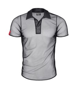Polo en maille noire transparente - Regnes