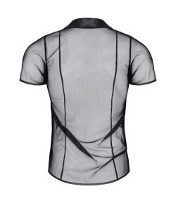 Polo en maille noire transparente - Regnes