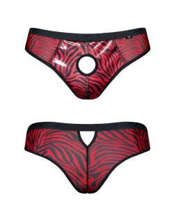 Slip type brésilien ouvert zébré rouge et noir - Regnes